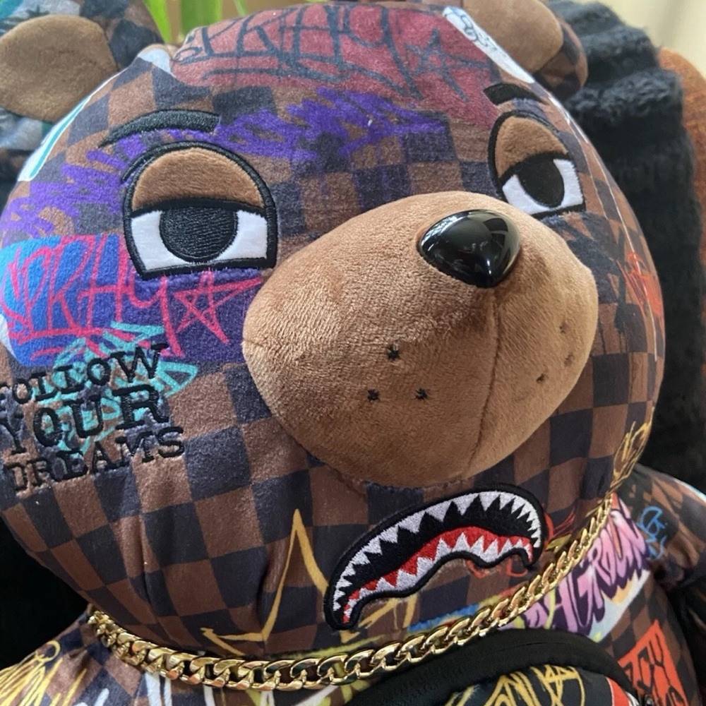 Graffiti Bear Plush with Green Cap - Picture 5 of 8